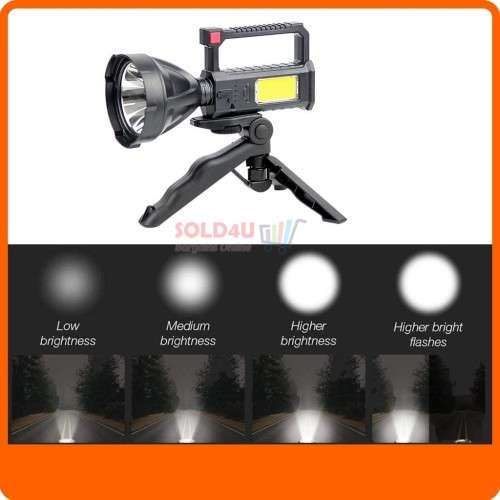 Torch Light Multifunction Rechargeable With Stand LED High Lumens Flash Light 4 Modes LED COB L-832