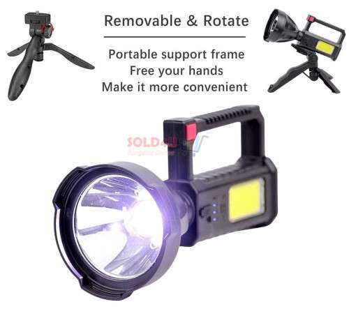 Torch Light Multifunction Rechargeable With Stand LED High Lumens Flash Light 4 Modes LED COB L-832