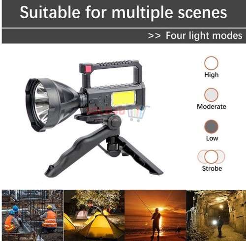 Torch Light Multifunction Rechargeable With Stand LED High Lumens Flash Light 4 Modes LED COB L-832