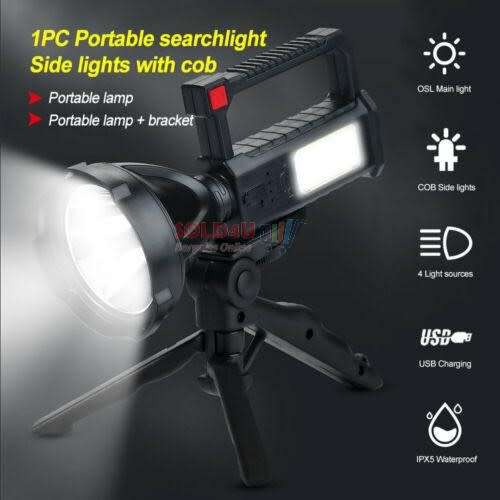 Torch Light Multifunction Rechargeable With Stand LED High Lumens Flash Light 4 Modes LED COB L-832