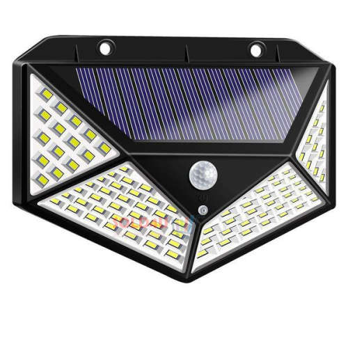 100 LED Solar Powered Wall Lamp with Motion Sensor - Super Bright - Built in Battery