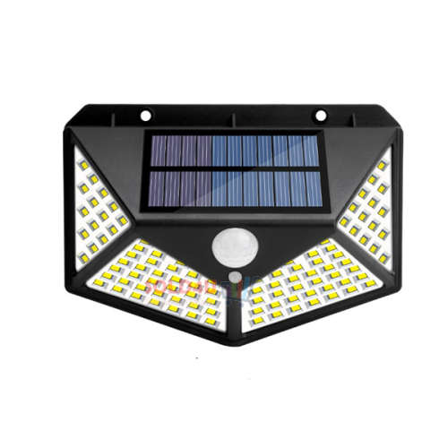 100 LED Solar Powered Wall Lamp with Motion Sensor - Super Bright - Built in Battery