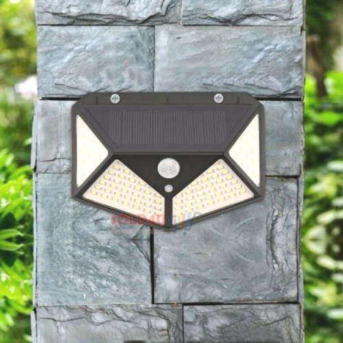 100 LED Solar Powered Wall Lamp with Motion Sensor - Super Bright - Built in Battery