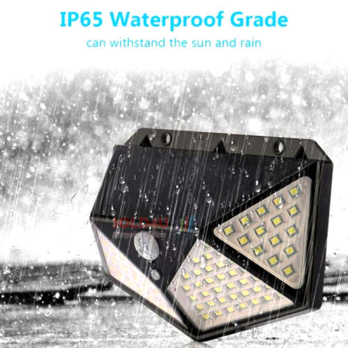100 LED Solar Powered Wall Lamp with Motion Sensor - Super Bright - Built in Battery