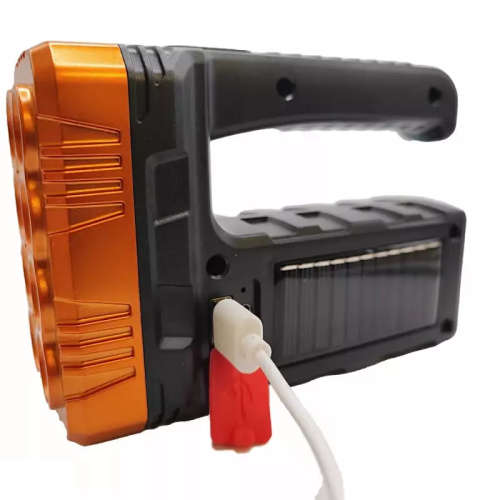 Ultra Bright 8 LED Flashlight Searchlight with USB and Solar Dual Charging TorchLight