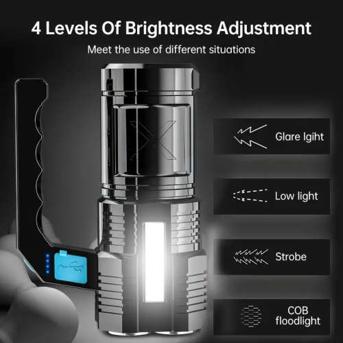 4 LED + 1 COB Multi-Functional Torch Work Lights [ USB Rechargeable ] Flashlight Hand Lamp