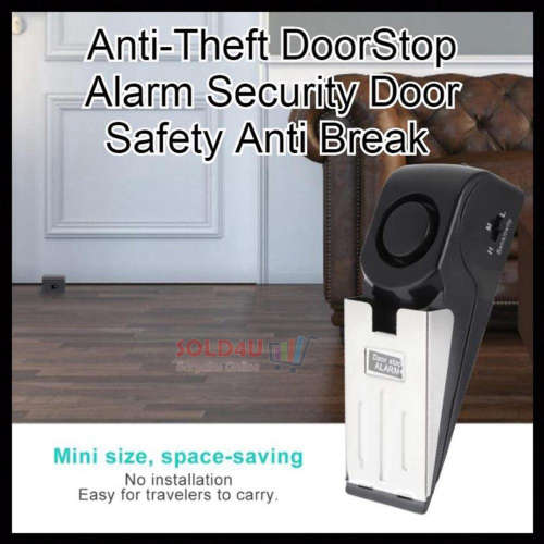 Door Stop Alarm Wireless Security System Safety Wedge 3 Levels Adjustable