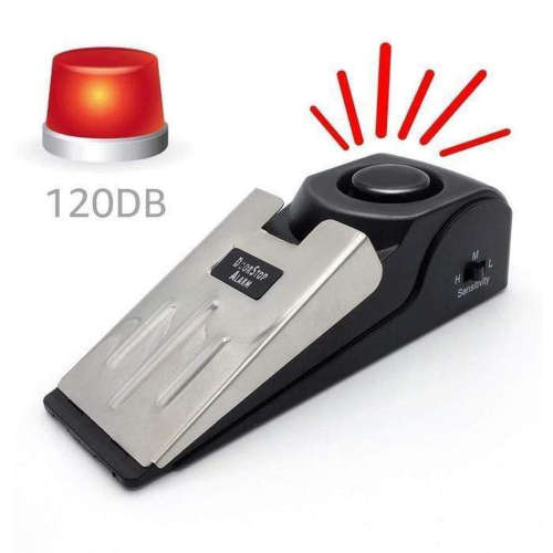 Door Stop Alarm Wireless Security System Safety Wedge 3 Levels Adjustable