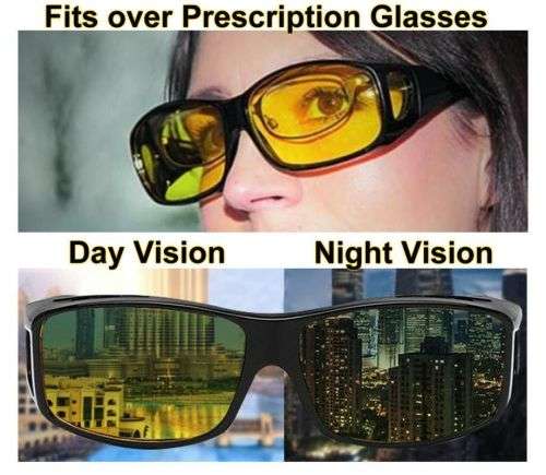 Hd Vision Wrap Around Glasses - Set of 2 Brown & Black Glasses Night Vision Antiglare