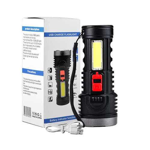 Flashlight LED Multi-Function [ USB Rechargeable ] with COB Portable Built-in Lithium Battery