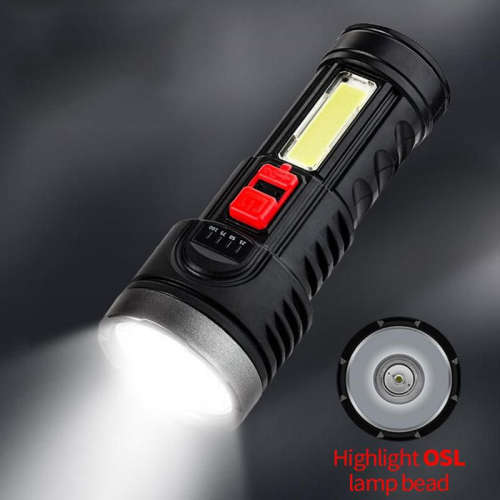 Flashlight LED Multi-Function [ USB Rechargeable ] with COB Portable Built-in Lithium Battery