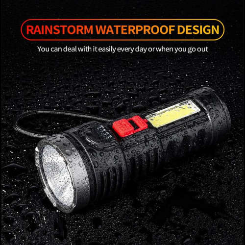Flashlight LED Multi-Function [ USB Rechargeable ] with COB Portable Built-in Lithium Battery