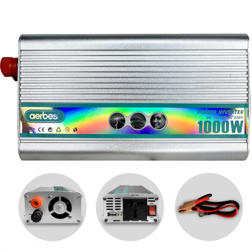 1000watts 12V DC to 230V AC Inverter - Aerbes AB-Q013  Can connect to Gel, Deep Cycle Batteries