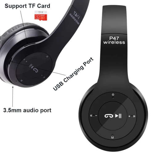 P47 Wireless Bluetooth Stereo Headphones [ USB Charging ]