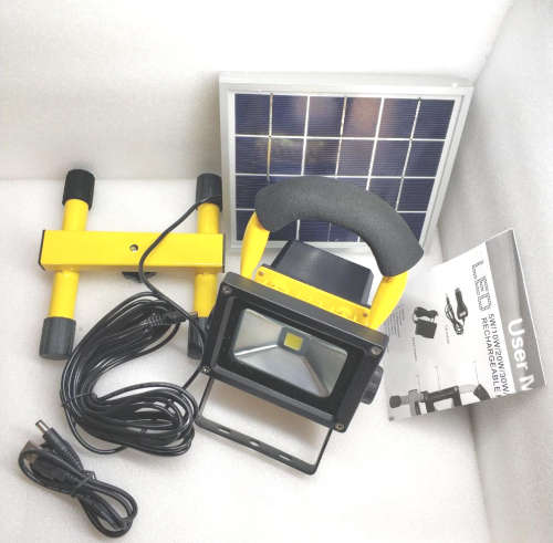 360 Degrees Rotating Solar Rechargeable Portable LED Flood Light + Solar Panel with Li-Ion Battery