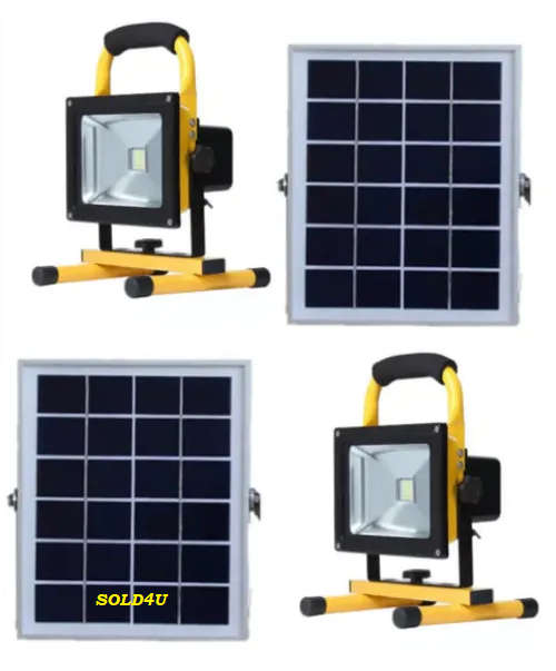 Pack of 2 x Solar Rechargeable Portable LED Flood Light with Solar Panel - BEAT LOADSHEDDING !