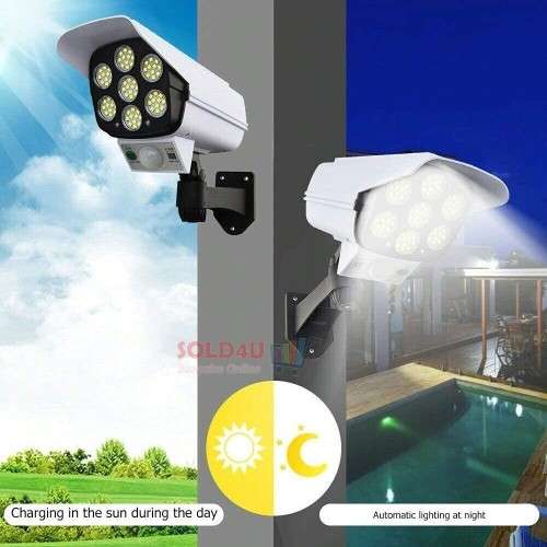 77 LED Solar Charging PIR Motion Sensor Light with Remote Control, Dummy CCTV