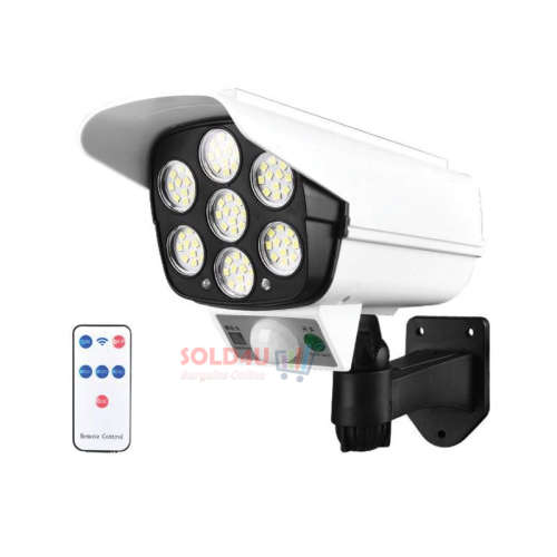 77 LED Solar Charging PIR Motion Sensor Light with Remote Control, Dummy CCTV