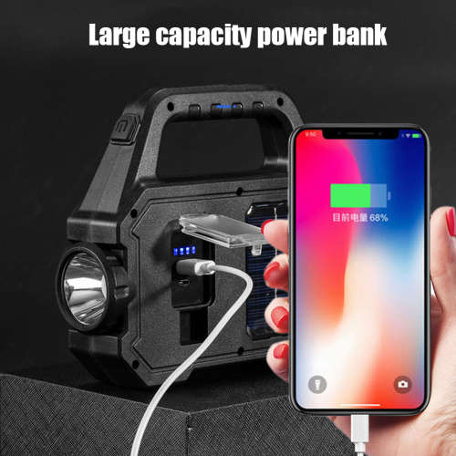 Solar LED Camping Flashlight USB Rechargeable with Powerbank - Solar Charging Lamp