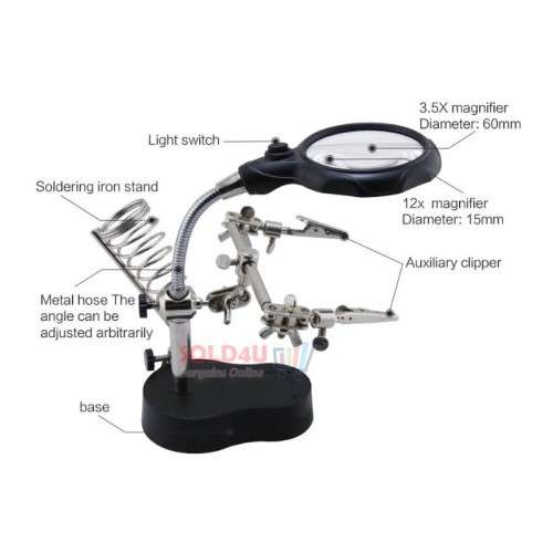 Helping Hands with Soldering Iron Stand plus Magnifier and LED light