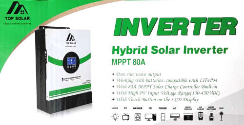 3KVA 24v Pure Sine Hybrid Solar Inverter with Built-In 80Amp MPPT Solar Controller [ TOP SOLAR ]