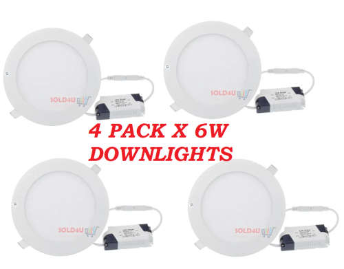 4 Pack - 6W LED Round Panel Recessed Ceiling Lamp Down Light - with 220V LED Driver