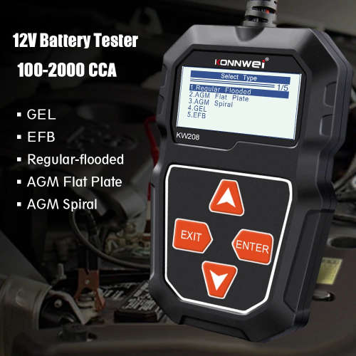 12V Car Battery Tester Konnwei KW208 Load & Alternator Tester Automotive Diagnostic Tool
