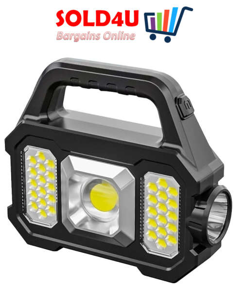 Solar LED Camping Flashlight USB Rechargeable with Powerbank - Solar Charging Lamp