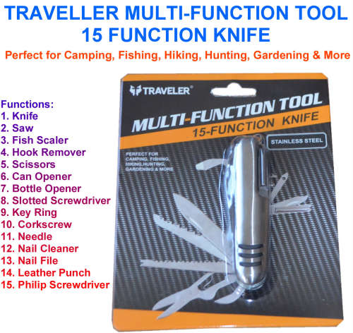 Traveler 15 in 1 Multifunctional folding Knife - Combination Knife - Multifunction Tool