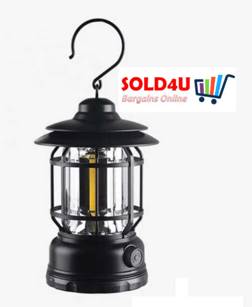 Retro LED Camping Lantern, USB Rechargeable Camping Lamp, Vintage Camping Lights