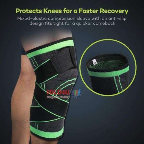 Knee Pad Compression Support Brace - Protective Knee Brace Green