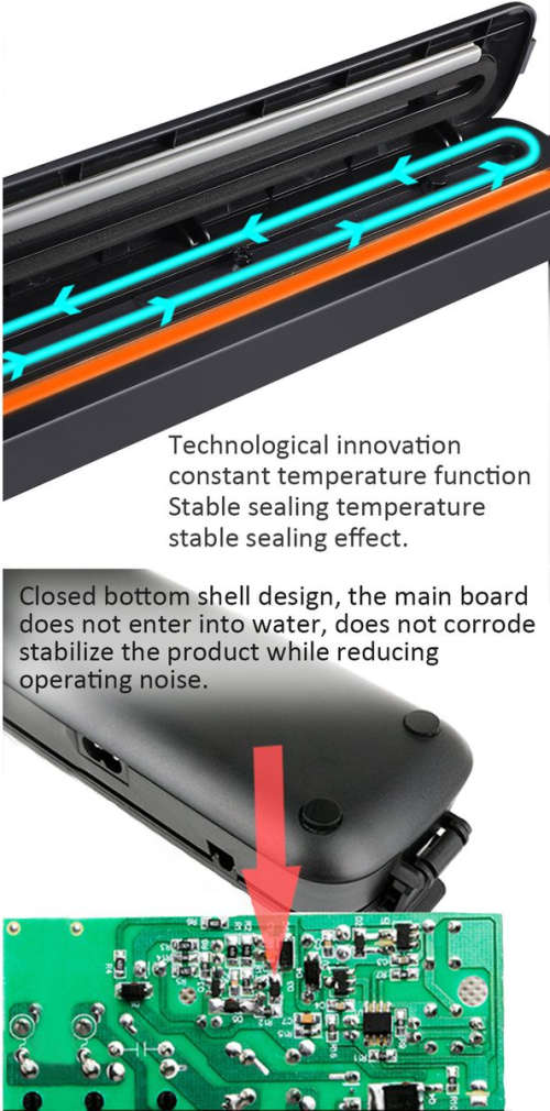 Vacuum Sealer for Meat Fish - Sealing Machine for Wet and Dry Food + 5 X Vacuum Bags Included