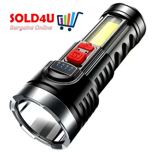 Flashlight LED Multi-Function [ USB Rechargeable ] with COB Portable Built-in Lithium Battery