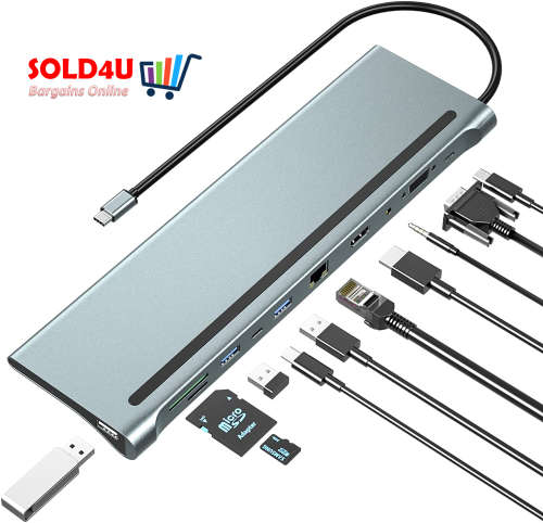 Type-C 11-in-1 HDMI Hub Adapter - USB Docking Station USB-C HUB