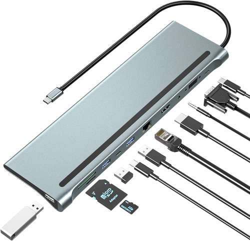 Type-C 11-in-1 HDMI Hub Adapter - USB Docking Station USB-C HUB