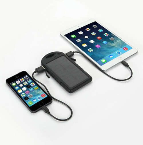 5000mAh Solar Power Bank Waterproof Dual USB Mobile Phone Fast Charger Battery + LED Light