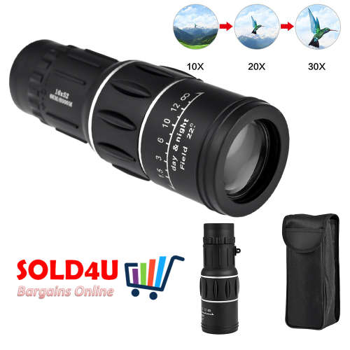 HD Scope 16x52 Dual Focus Monocular Telescope Hunting Handheld with Pouch