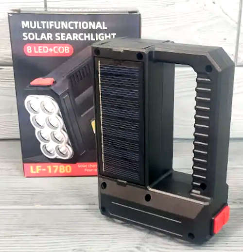 Ultra Bright 8LED+COB Flashlight Searchlight with USB and Solar Dual Charging TorchLight