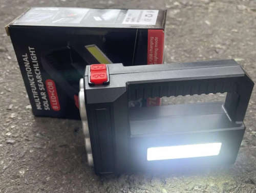 Ultra Bright 8LED+COB Flashlight Searchlight with USB and Solar Dual Charging TorchLight