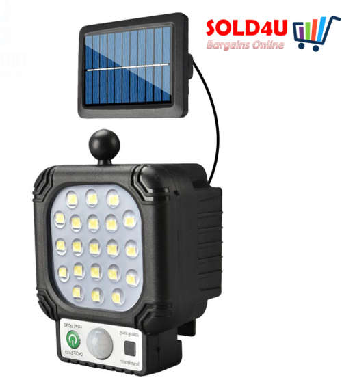 Super Bright 21 LED Sensor Street Lamp With Solar Panel & Cable - Solar Charging - No Electric Bills