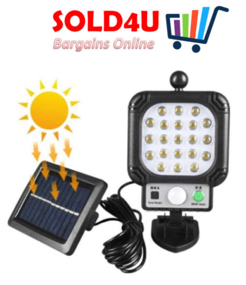 Super Bright 21 LED Sensor Street Lamp With Solar Panel & Cable - Solar Charging - No Electric Bills