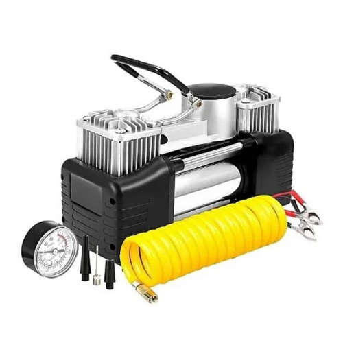 12V Air Compressor Double Cylinder Heavy Duty Car Tire Inflator Tool Kit in Case