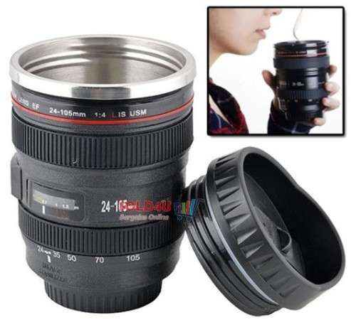 Camera Lens Cup Style EF 24-105 Coffee Tea Travel Mug Stainless Steel Lens Shaped Coffee Cup