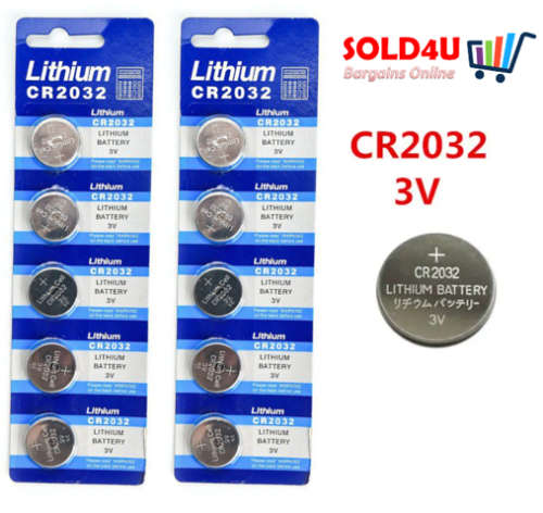 CR2032 3V Lithium Battery [ Equivalent DL2032, ECR2032, 5004LC, KCR2032, BR2032] [Qty : 10 Piece]