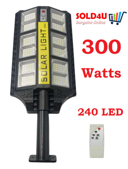 300W Solar Sensor Street Light with Remote Control & Pole Motion Sensor [240 LEDs] **SUPER BRIGHT**