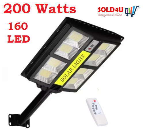 200W Solar Sensor Street Light with Remote Control & Pole Motion Sensor [160 LEDs] **SUPER BRIGHT**