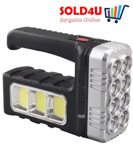 Ultra Bright 8 LED Flashlight Searchlight with USB and Solar Dual Charging TorchLight