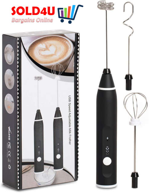 USB rechargeable Milk Frother and egg beater Drink Foam Maker 3-Speed