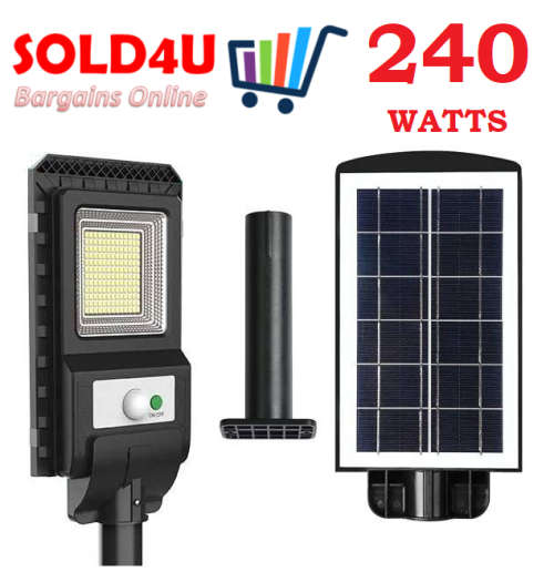 240W Solar Sensor Street Light with Remote Control & Pole Motion Sensor [220 LEDs] **SUPER BRIGHT**