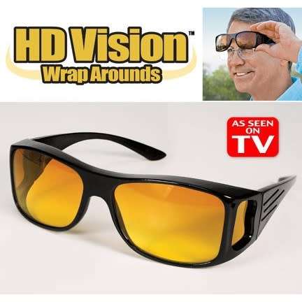 Hd Vision Wrap Around Glasses - Set of 2 Brown & Black Glasses Night Vision Antiglare